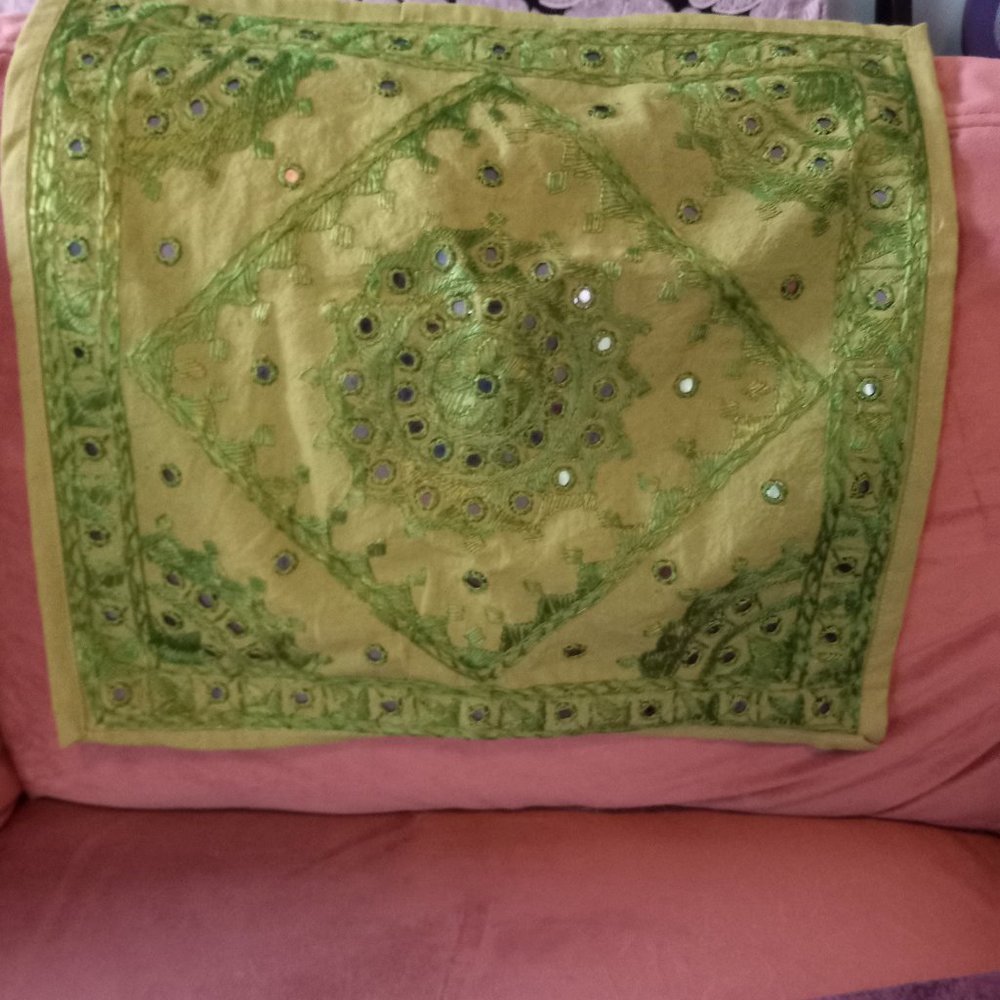 light green mirrored pillow cover